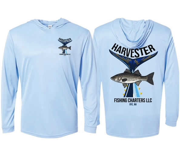 Harvester Fishing Charters - Blue Mist Light Weight Cotton Long Sleeve w/hood