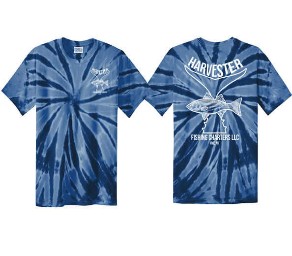 Harvester Fishing Charters - Tye-Dye Navy Blue Short Sleeve Shirt